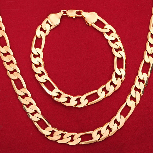 Figaro Link Chain and Bracelet Bundle