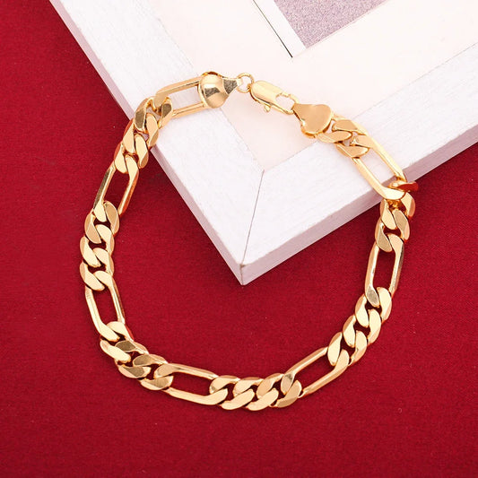 Figaro Link Chain and Bracelet Bundle