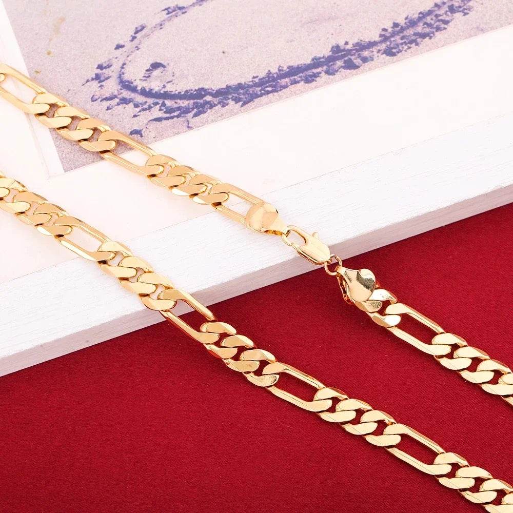 Figaro Link Chain and Bracelet Bundle