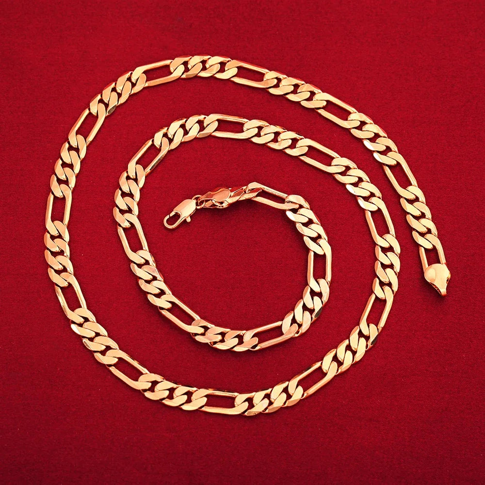Figaro Link Chain and Bracelet Bundle